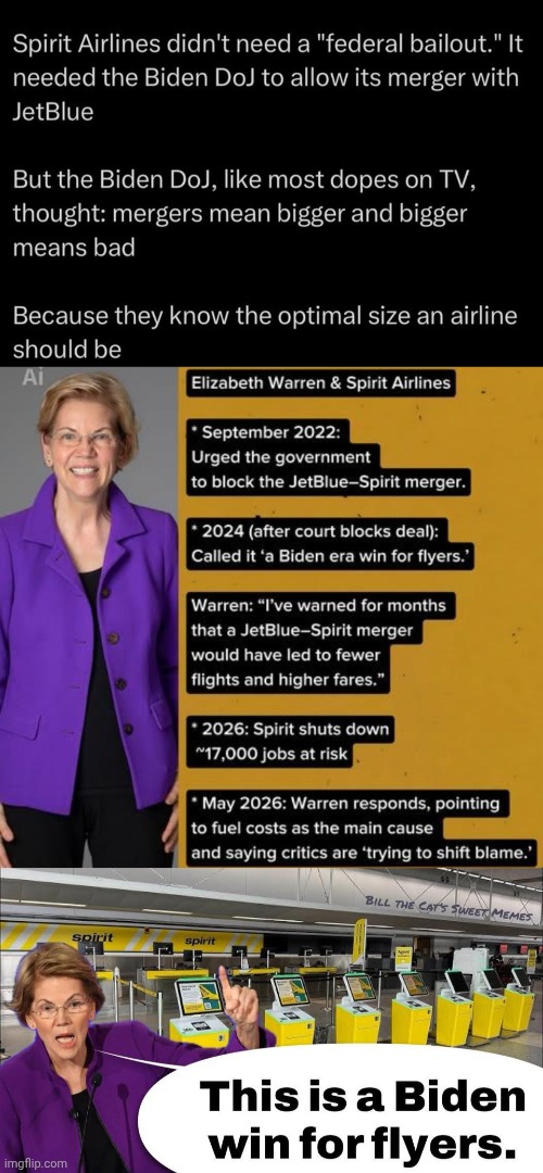Fauxcahontas sure screwed Spirit workers over | image tagged in img 68 jpeg,fake,indian,elizabeth warren,screwed up | made w/ Imgflip meme maker