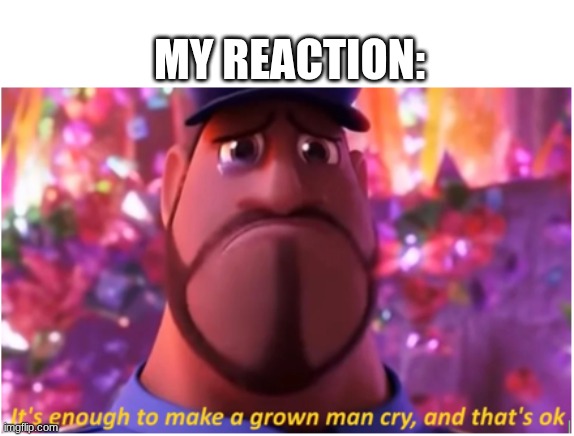 My reaction: | image tagged in it's enough to make a grown man cry and that's ok | made w/ Imgflip meme maker