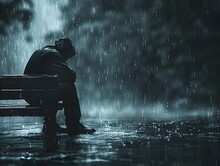Sad man in rain Blank Meme Template