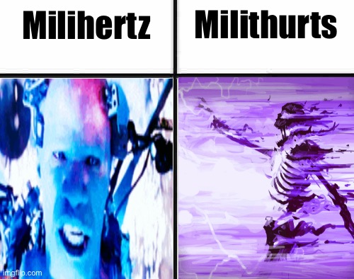 I just realized this | Milithurts; Milihertz | image tagged in comparison chart,technology | made w/ Imgflip meme maker