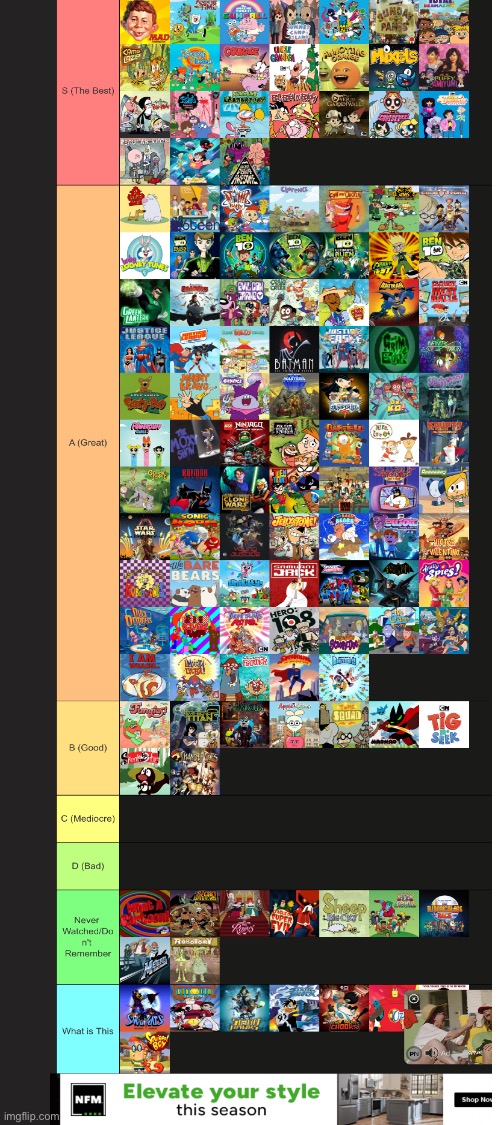My Cartoon Network tier list. | image tagged in cartoon network,tier list | made w/ Imgflip meme maker