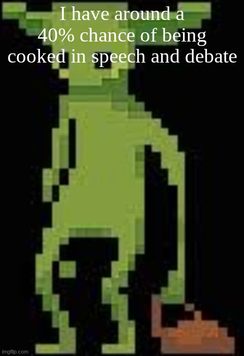 Someone's announcement temp | I have around a 40% chance of being cooked in speech and debate | image tagged in someone's announcement temp | made w/ Imgflip meme maker