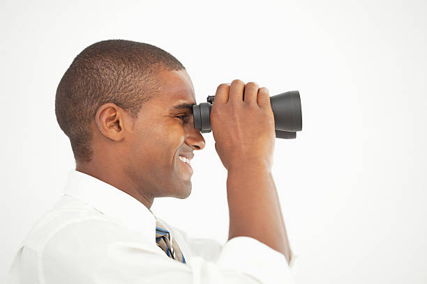 man looking through lunette smiling Blank Meme Template