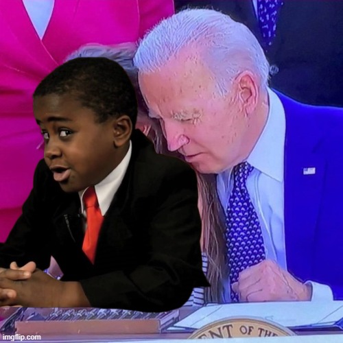 Sleepy Joe meets kid president | image tagged in joe biden sniffing kid | made w/ Imgflip meme maker