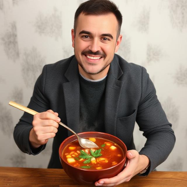 Man with Soup Blank Meme Template
