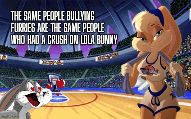 Closeted Furry Lovers | image tagged in space jam,bugs bunny,furry,crush,smash | made w/ Imgflip meme maker
