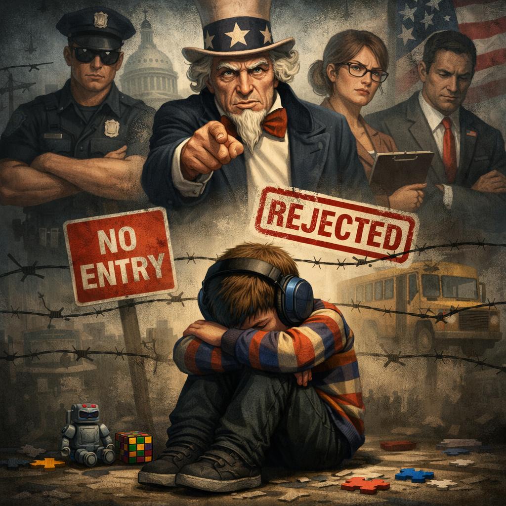 The USA discriminating an autistic kid Blank Meme Template