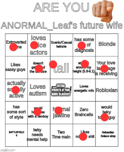 "Robloxian" pack it up bozo | image tagged in anormal_leaf's wife bingo | made w/ Imgflip meme maker