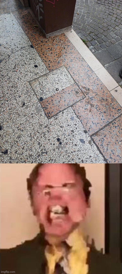 Ground | image tagged in dwight screaming,ground,tiles,tile,memes,you had one job | made w/ Imgflip meme maker