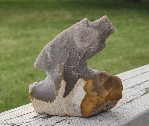 A modern creation, but done just like the Native Americans did it! | image tagged in arrowhead,knapping,chirt,coral,flint,native americans | made w/ Imgflip meme maker