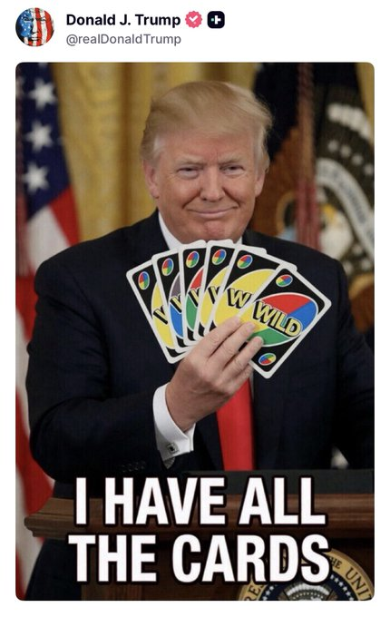 Trump Uno all the cards Iran idiot Blank Meme Template