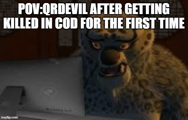 QRDEVIL MEME | POV:QRDEVIL AFTER GETTING KILLED IN COD FOR THE FIRST TIME | image tagged in tai lung at the computer,lol so funny | made w/ Imgflip meme maker