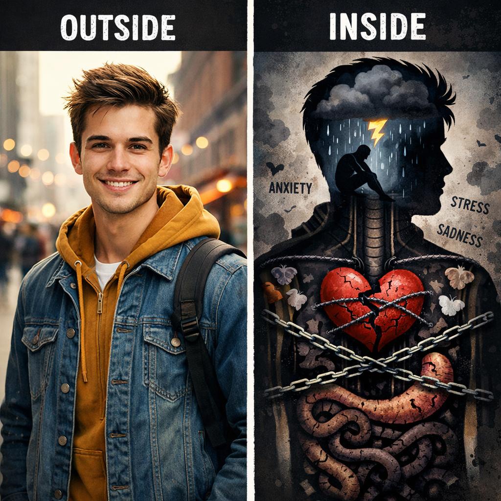 Outside VS Inside appearance of a person Blank Meme Template