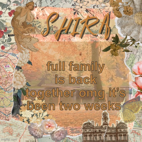 im taxiing home rn sososo excited to see my mom | full family is back together omg it’s been two weeks | image tagged in shira s sweet temp | made w/ Imgflip meme maker