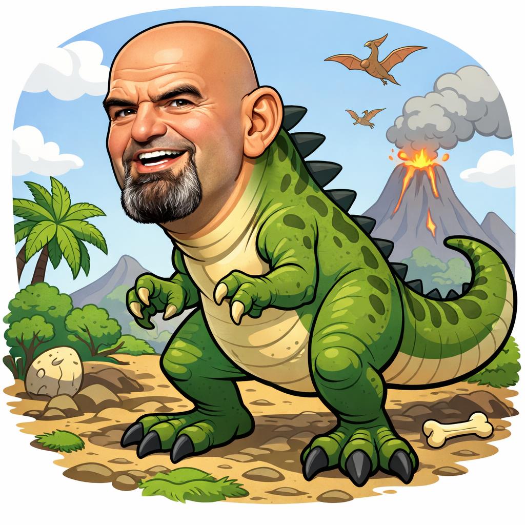 Dinosaur with John Fetterman head Blank Meme Template