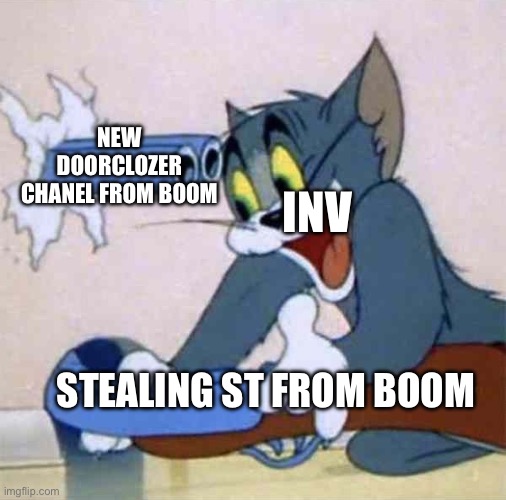 Skibidi toilet drama | Inv; New doorclozer Chanel from boom; Stealing ST from boom | image tagged in tom backfire | made w/ Imgflip meme maker