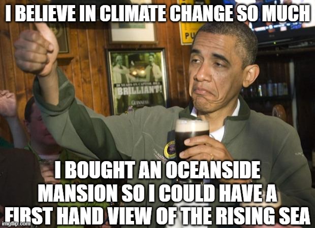 Not Bad | I believe in climate change so much I bought an oceanside mansion so I could have a first hand view of the rising sea | image tagged in not bad | made w/ Imgflip meme maker