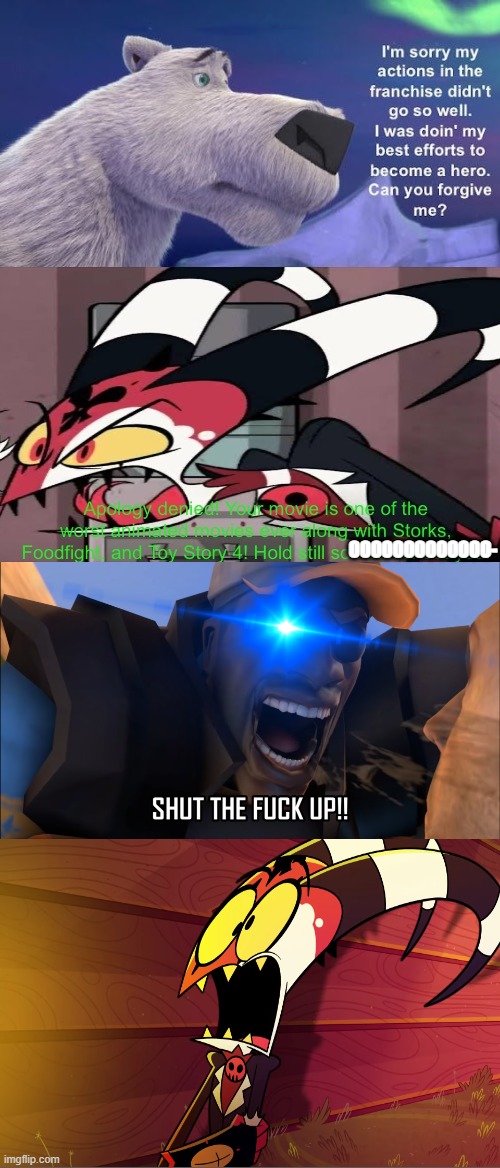 DEMOMAN CRASHES OUT AT BLITZO!!!!!!!!!!!!!!!!!!!!!!! (inspired by Ovenbread and JacketMarkers2023) | OOOOOOOOOOOOO- | image tagged in ruin this trash,helluva boss,demoman,team fortress 2,blitzo,deviantart | made w/ Imgflip meme maker