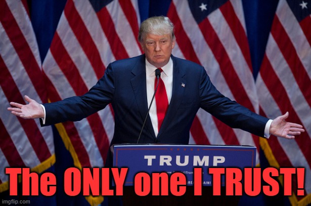 Trump is the Only one I TRUST | The ONLY one I TRUST! | image tagged in donald trump | made w/ Imgflip meme maker