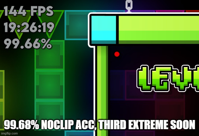 99.68% noclip acc, third extreme soon | made w/ Imgflip meme maker