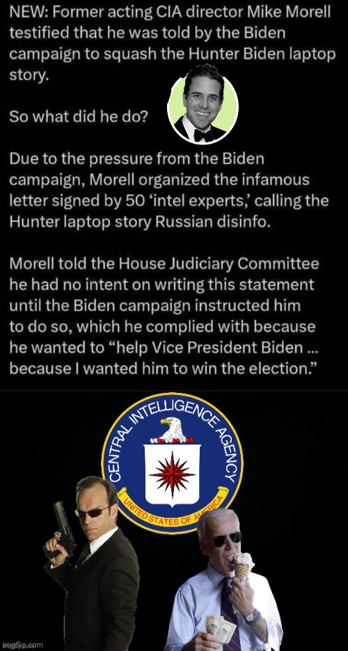 CIA Deep State Stooge for Biden | image tagged in geritol joe cia agent smith,deep state | made w/ Imgflip meme maker