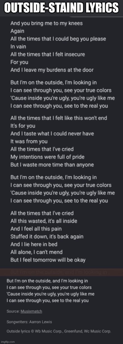 outside-staind lyrics | made w/ Imgflip meme maker