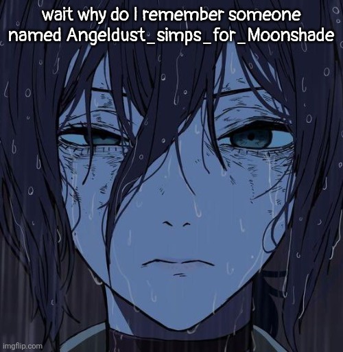 it's a blurry memory | wait why do I remember someone named Angeldust_simps_for_Moonshade | image tagged in reze | made w/ Imgflip meme maker