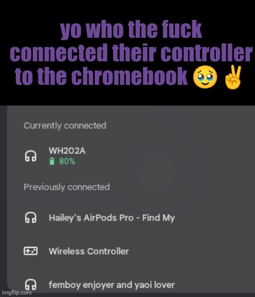 real screenshot from one of my school computers | yo who the fuck connected their controller to the chromebook 🥹✌️ | image tagged in screenshot 2026-05-06 12 39 08 pm png | made w/ Imgflip meme maker
