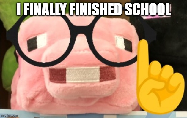 i finally finished school | image tagged in nerd pig | made w/ Imgflip meme maker