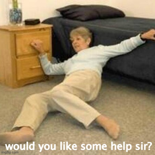 would you like some help sir? | image tagged in i've fallen and i can't get up | made w/ Imgflip meme maker