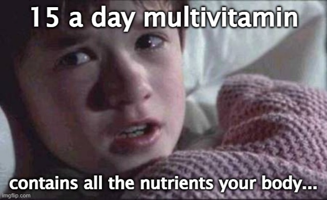 I See Dead People Meme | 15 a day multivitamin contains all the nutrients your body... | image tagged in memes,i see dead people | made w/ Imgflip meme maker