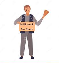 Will Work For Food Man Cartoon Blank Meme Template