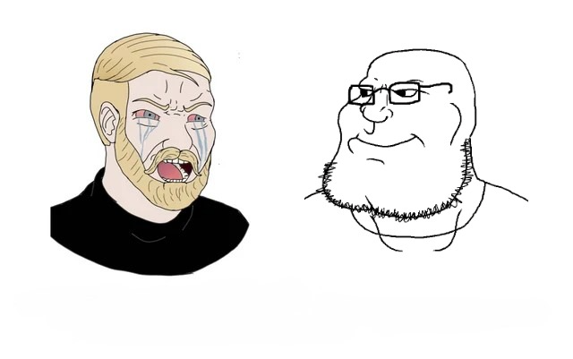 Soyjak vs. Yes Chad (reverse) Blank Meme Template