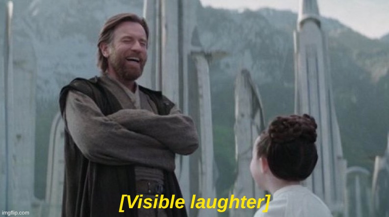 Kenobi Leia | [Visible laughter] | image tagged in kenobi leia | made w/ Imgflip meme maker