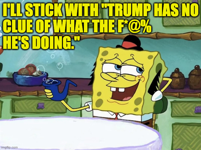 i'll stick with "trump has no
clue of what the f*@%
he's doing." | made w/ Imgflip meme maker