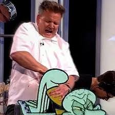 Gardon Ramsay Stuffing Squidward Blank Meme Template