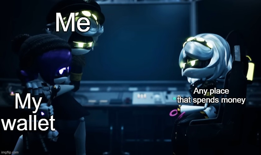I don't like spending too much money | Me; Any place that spends money; My wallet | image tagged in n protecting uzi | made w/ Imgflip meme maker