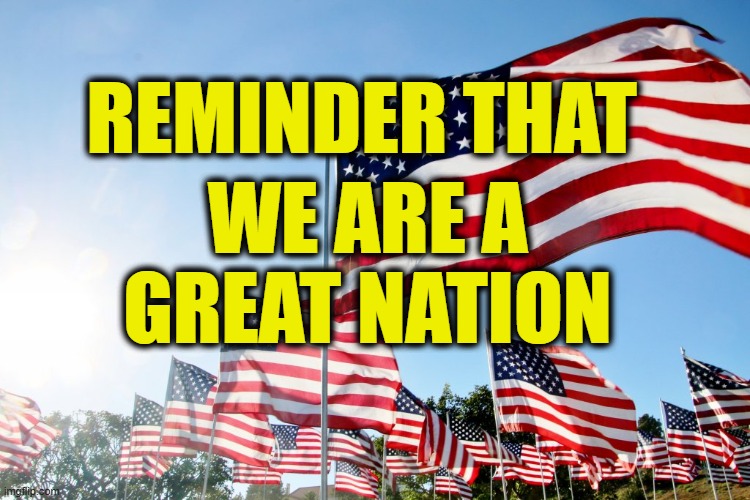 Love it or leave it | Reminder that; we are a
great nation | image tagged in america | made w/ Imgflip meme maker