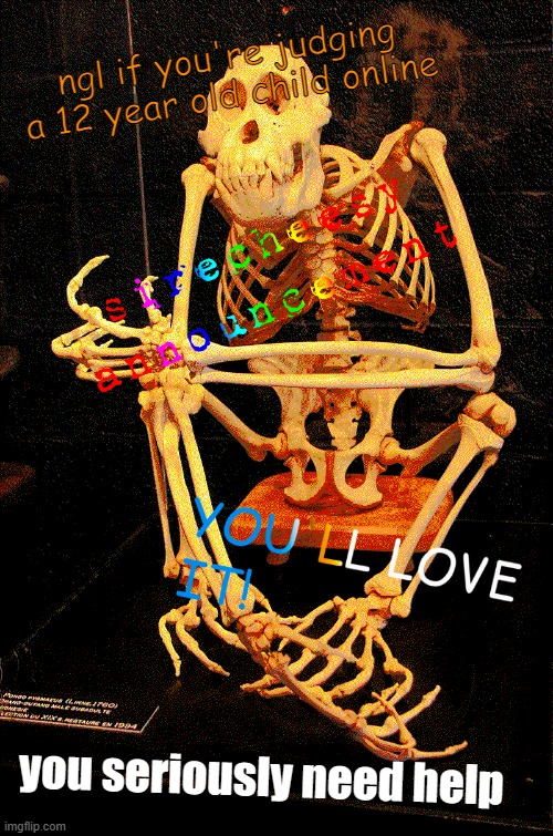 sirecheesy announcement temp | ngl if you're judging a 12 year old child online; you seriously need help | image tagged in sirecheesy announcement temp | made w/ Imgflip meme maker