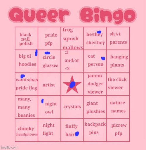 did this for fun | image tagged in queer bingo | made w/ Imgflip meme maker