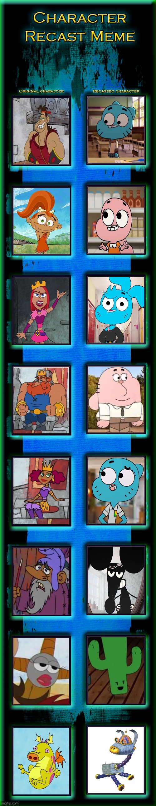 Dave the Barbarian as Gumball Characters | image tagged in recast meme template | made w/ Imgflip meme maker