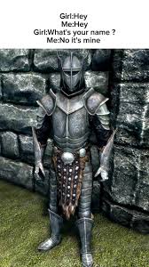 Skyrim knight scared of women Blank Meme Template