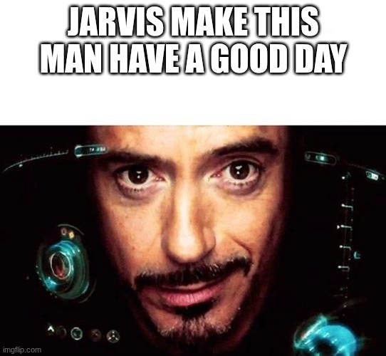 Jarvis Template | Jarvis make this man have a good day | image tagged in jarvis template | made w/ Imgflip meme maker