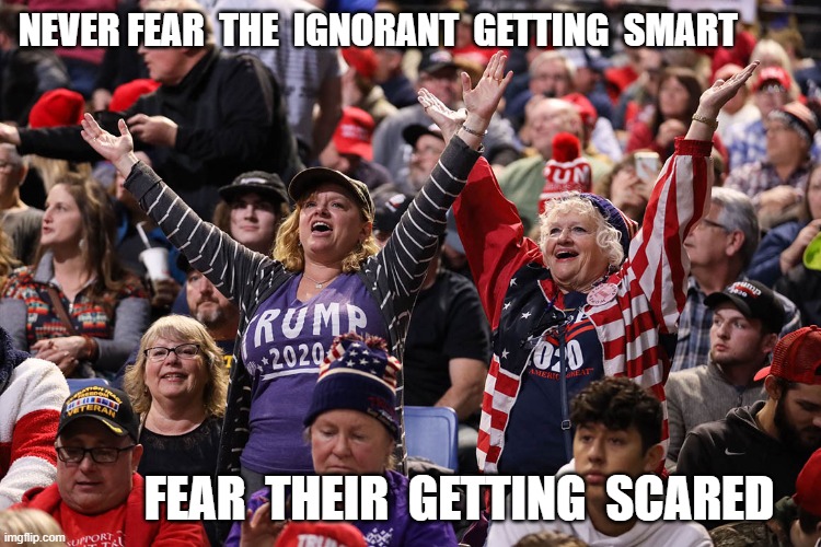 Whom to Fear | never fear  the  ignorant  getting  smart; fear  their  getting  scared | image tagged in magats jpg | made w/ Imgflip meme maker