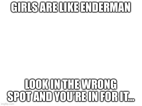 Girls are like enderman look in the wrong spot and you’re in for it… | made w/ Imgflip meme maker