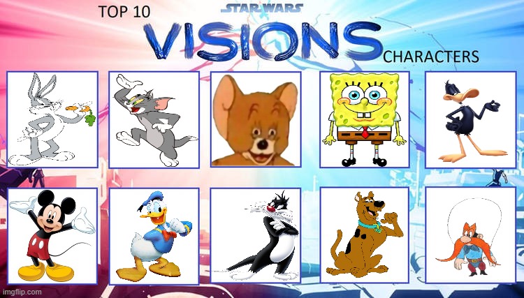 top 10 star wars visions characters | image tagged in top 10 star wars visions characters,toons,looney tunes,cartoons,star wars,shorts | made w/ Imgflip meme maker