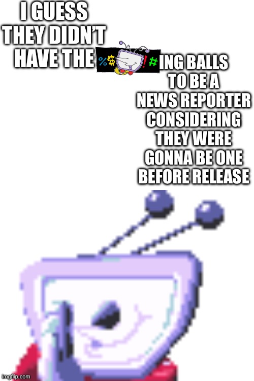 I guess they didn’t have the ING balls to be a news reporter considering they were gonna be one before release | made w/ Imgflip meme maker