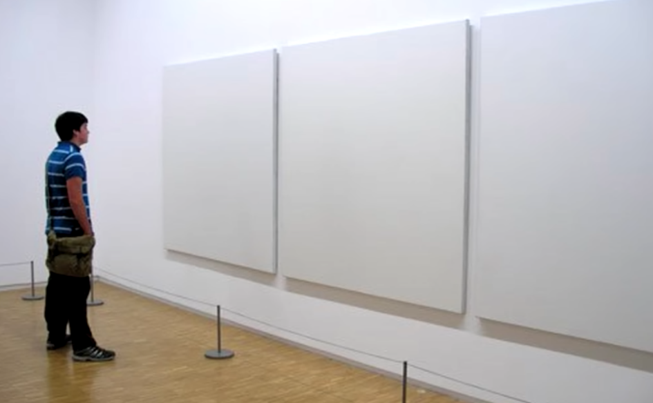 Man staring at empty paintings Blank Meme Template