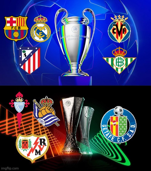 FINAL Prediction: LALIGA EA SPORTS Teams in UEFA Club Competitions 2026/27 | image tagged in barcelona,real madrid,champions league,europa league,conference league,memes | made w/ Imgflip meme maker