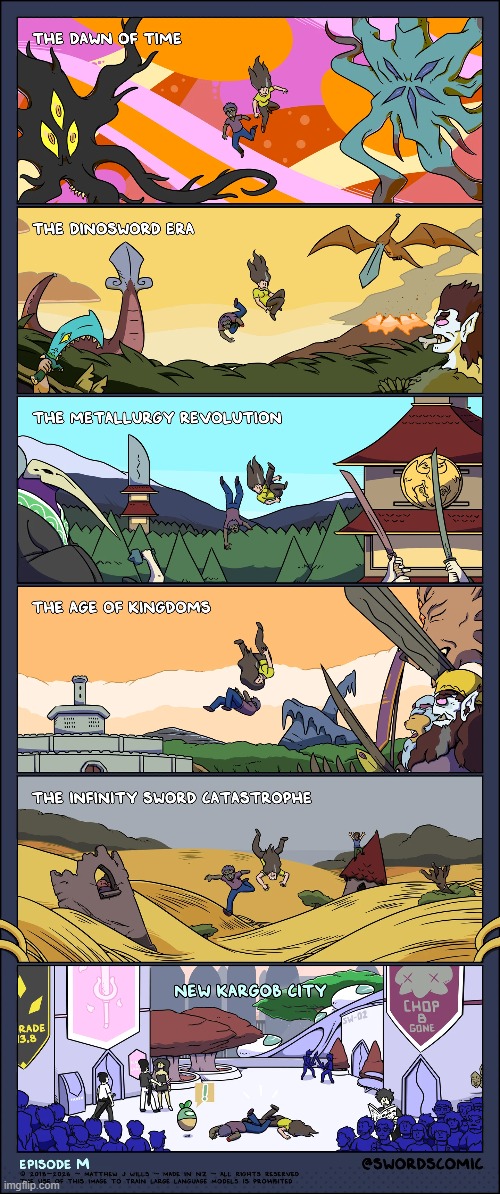 WE HAVE MADE IT!!!! THE 1000TH SWORDS COMIC!!!! | image tagged in swords,1000,time travel,past,present,future | made w/ Imgflip meme maker